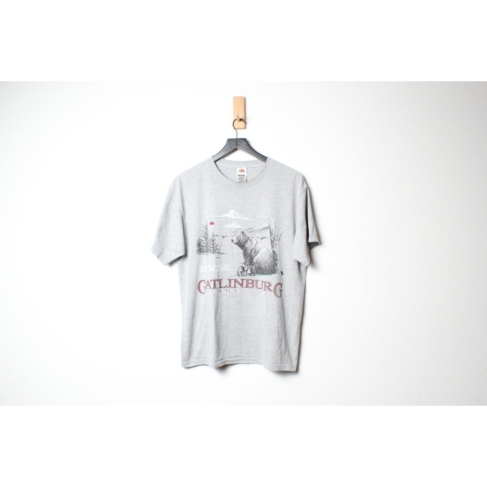 Vintage 90s Great Smoky Mountains Gatlinburg Tennessee Gray T-Shirt - Large